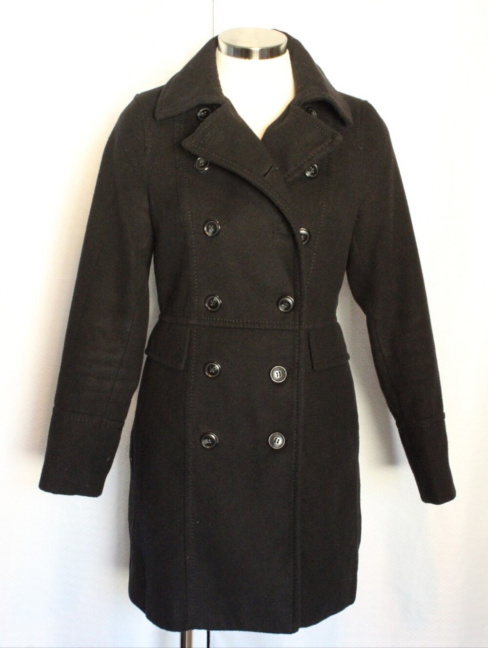 H&M Black Button-Up Peacoat Women's Size 2